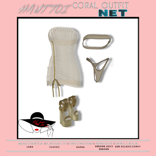 [HT]Coral - Bikini + Cover-Net- Beige/3(wear)
