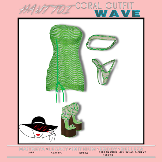 [HT]Coral - Bikini + Cover-Wave-Yellow-Green/23(wear)