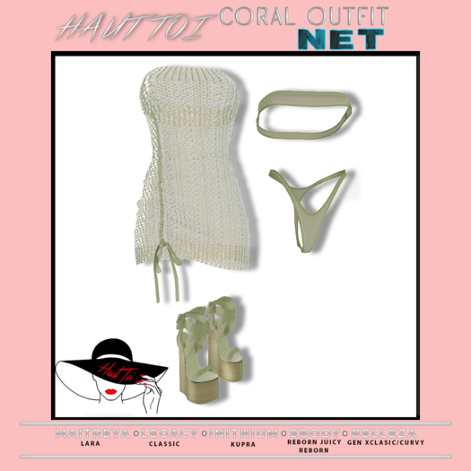 [HT]Coral - Bikini + Cover-Net-Sage/5(wear)