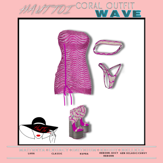 [HT]Coral - Bikini + Cover-Wave-Hot Pink/11(wear)