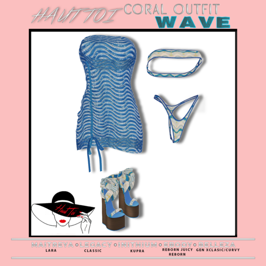 [HT]Coral - Bikini + Cover-Wave-Blue/3(wear)