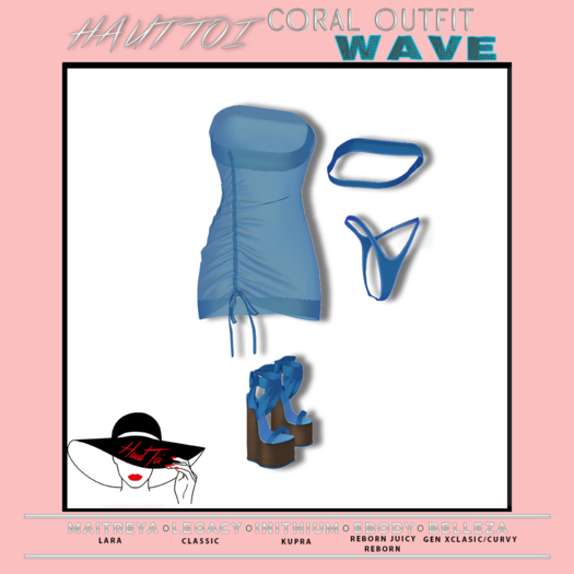 [HT]Coral - Bikini + Cover-Wave-Blue/4(wear)