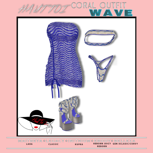 [HT]Coral - Bikini + Cover-Wave-Electric Blue/5(wear)
