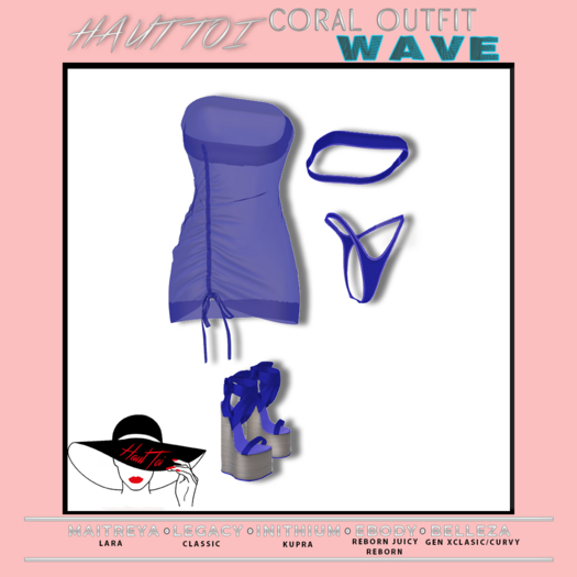 [HT]Coral - Bikini + Cover-Wave-Electric Blue/6(wear)