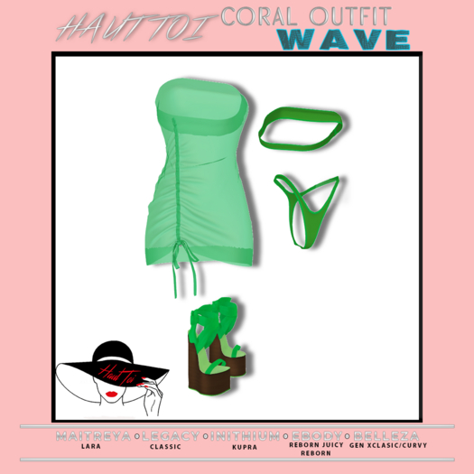 [HT]Coral - Bikini + Cover-Wave-Yellow-Green/24(wear)