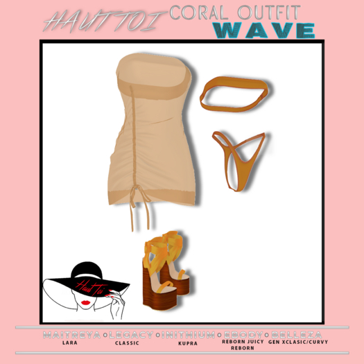 [HT]Coral - Bikini + Cover-Wave-Orange/20(wear)