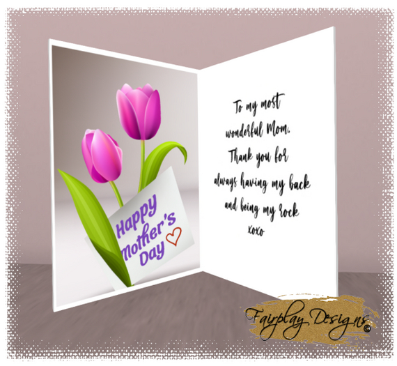 ~FDA~Most Wonderful Mom, Mother's Day Card~Touch Me~