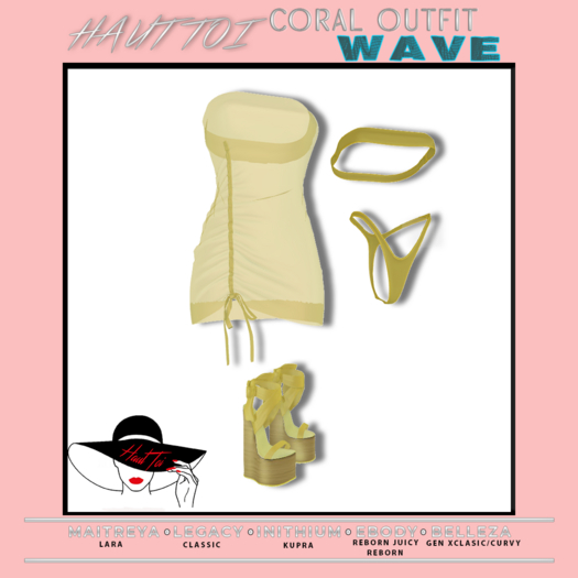 [HT]Coral - Bikini + Cover-Wave-Yellow/22(wear)