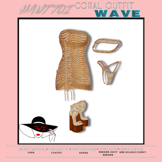 [HT]Coral - Bikini + Cover-Wave-Orange/19(wear)