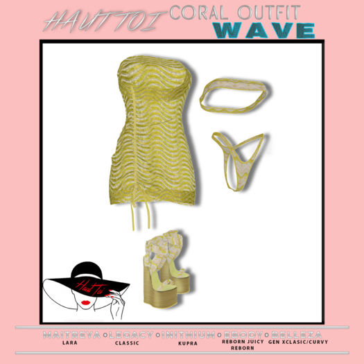 [HT]Coral - Bikini + Cover-Wave-Yellow/21(wear)