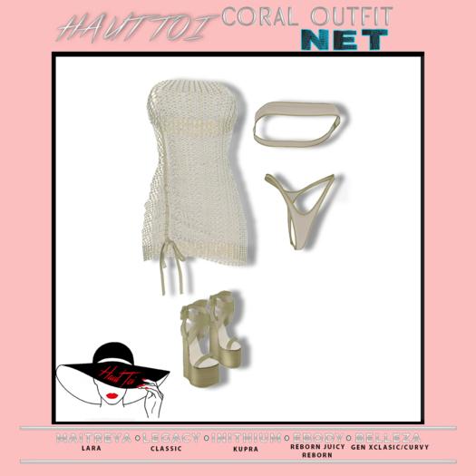 [HT]Coral - Bikini + Cover-Net-Cream/4(wear)