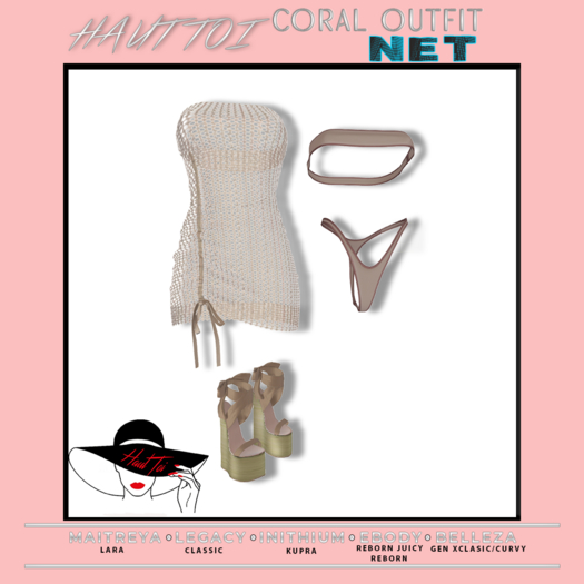 [HT]Coral - Bikini + Cover-Net-Dusty Rose/2(wear)