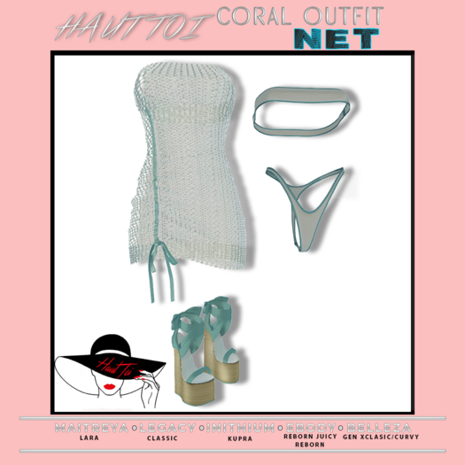 [HT]Coral - Bikini + Cover-Net-Lt. Blue/10(wear)