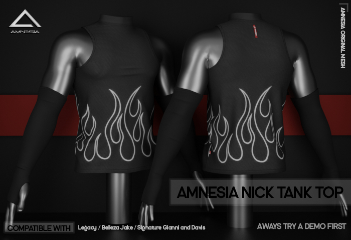 # AMNESIA - Nick Tank Top - Fire Black