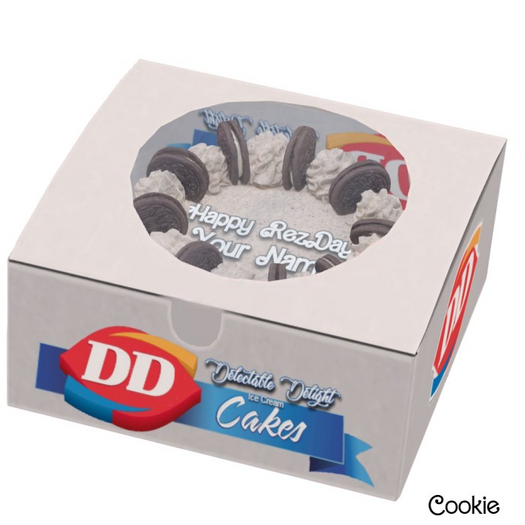 Wearable HAPPY REZDAY 'PERSONALIZED' COOKIE CAKE in BOX with CAKE & FORK Giver! (Boxed)