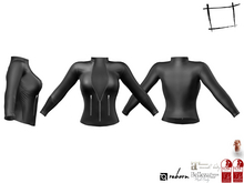 Full Perm Zip Up Shiny Black Sports Top Maitreya, Slink, Belleza (Isis,Freya), Legacy, Ebody Reborn