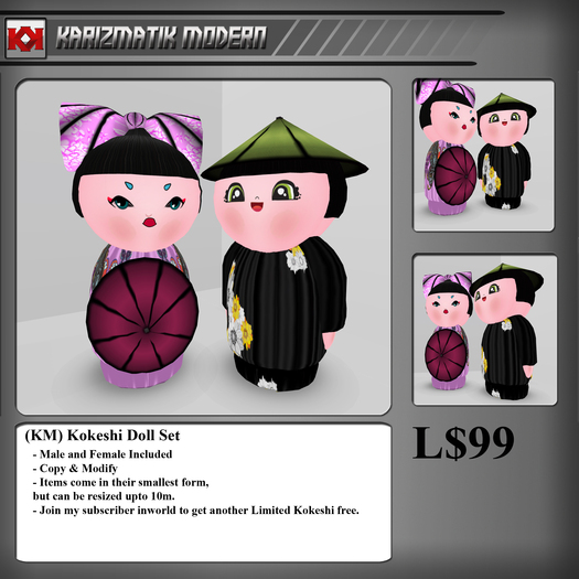 (KM) Kokeshi Doll Set