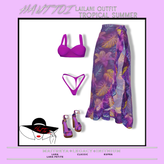 [HT]Leilani-Bikini Sarong Outfit-Tropical Summer-Purple/1(wear)