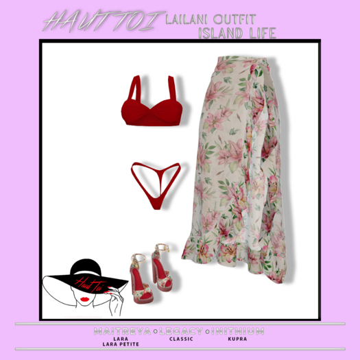 [HT]Leilani-Bikini Sarong Outfit-Island Life-Red and Whit(wear)