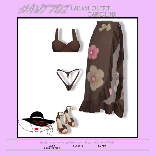 [HT]Leilani-Bikini Sarong Outfit-Chocolate flowers/5(wear)