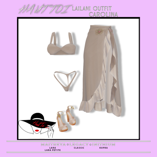 [HT]Leilani-Bikini Sarong Outfit- Plaid Cream/1(wear)