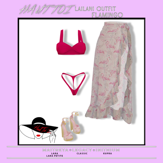 [HT]Leilani-Bikini Sarong Outfit-Flamingo-Hot Pink/2(wear)