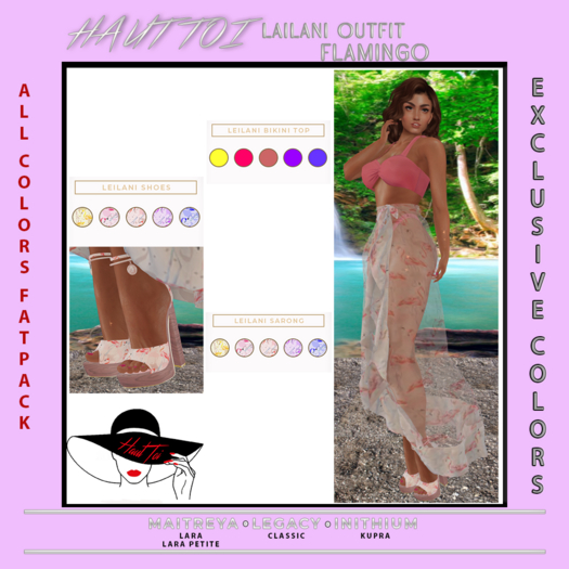 [HT]Leilani-Bikini Sarong Outfit-Flamingo-Fatpack(wear)