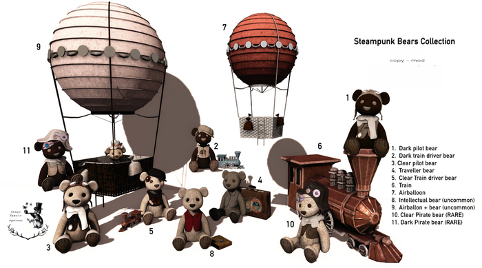 ::KKs:: Steampunk bears collection Full Set Including Rares
