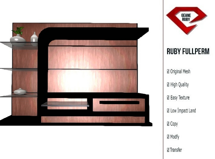 280 - [Ruby Full Perm] Barcelona Mesh TV Rack 12LI
