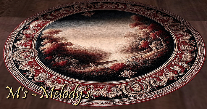 M's - Round Baroque Carpet / Rug / - "Enchanted Lake"