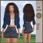 CROPPED JEAN JACKET WITH TOP&PRINTED SKIRT