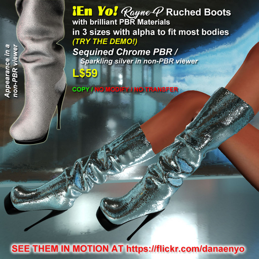 En YO! Rayne-P PBR Ruched Platform Boot CHROME SEQUIN