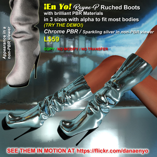 En YO! Rayne-P PBR Ruched Platform Boot CHROME