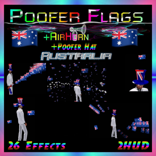 PooferFlags+AirHorn+PooferHat Australia 