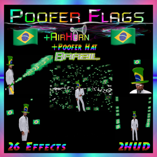 PooferFlags+AirHorn+PooferHat Brazil 