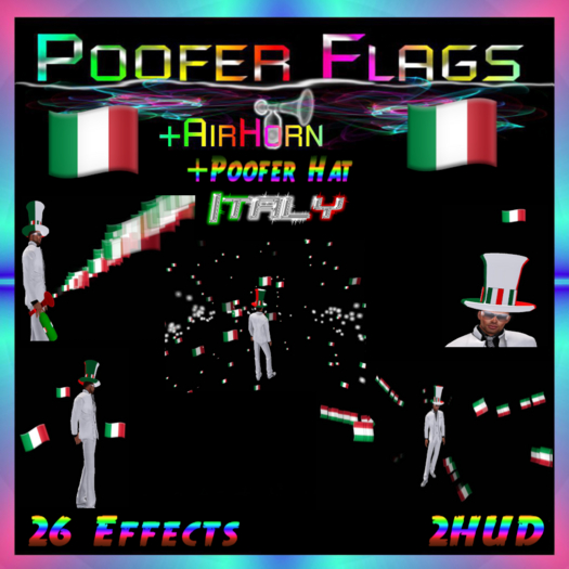 PooferFlags+AirHorn+PooferHat Italy 