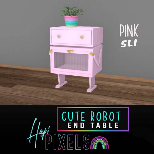 [*** Hapi Pixels ***] Cute Robot End Table -  Pink
