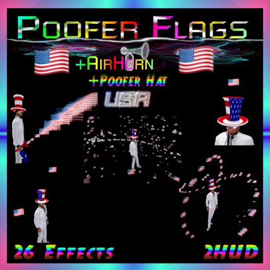 PooferFlags+AirHorn+PooferHat USA 