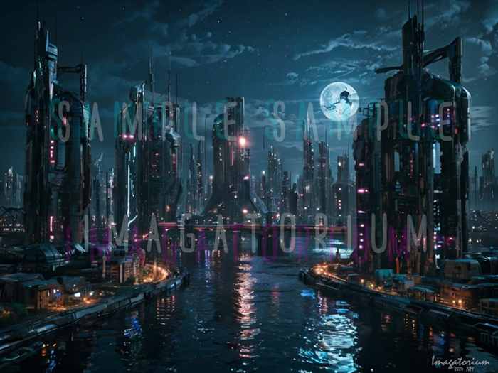 Cyberpunk Skyline-007 Backdrop