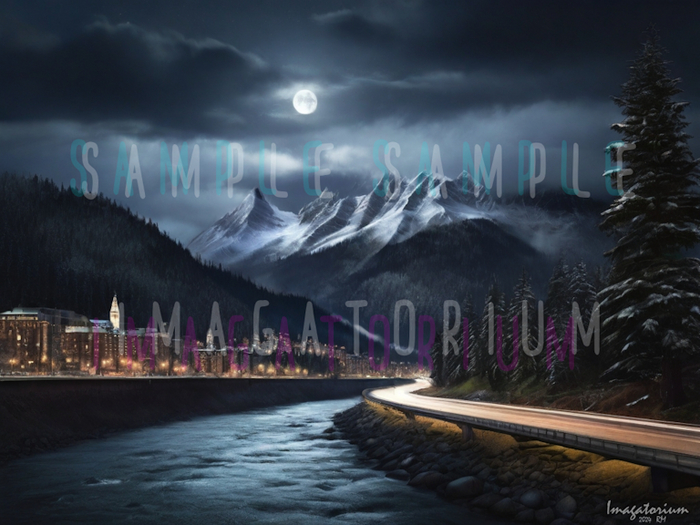 Mountain River Skyline-002 Backdrop