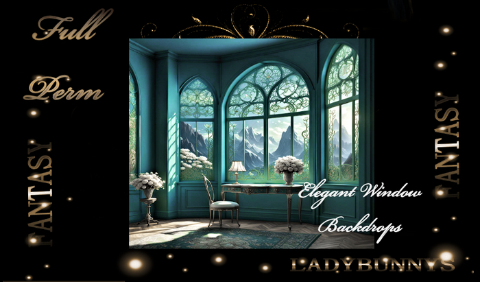 Fantasy Background Textures-Elagant Window  Backdrops Full Perm