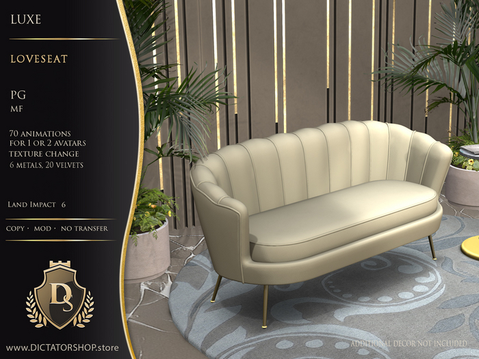 [Ds] Luxe - Shell Loveseat PG