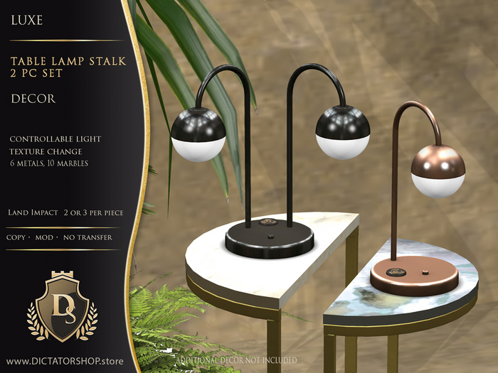 [Ds] Luxe - Table Lamp Stalk 2pc Set Decor