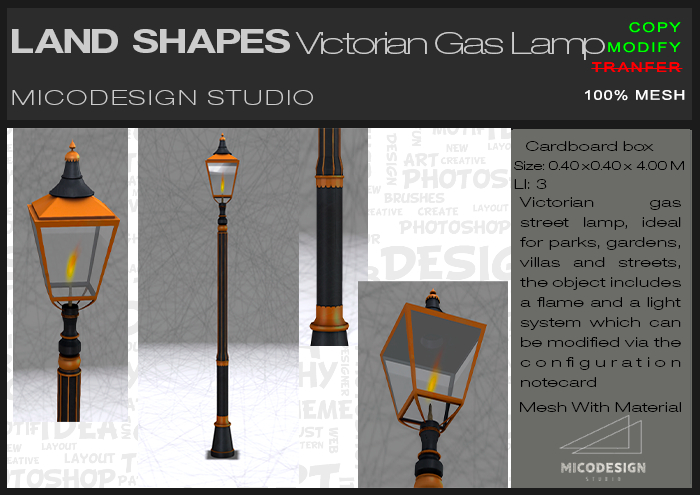 :-MiCoDesign:  "Victorian Gas Lamp "-Mesh Furnished-