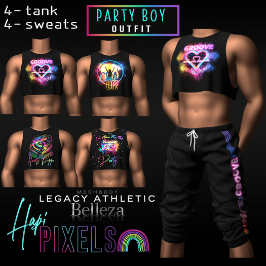 [*** Hapi Pixels ***]  Party Boy Outfit Tank N Sweats Legacy Belleza