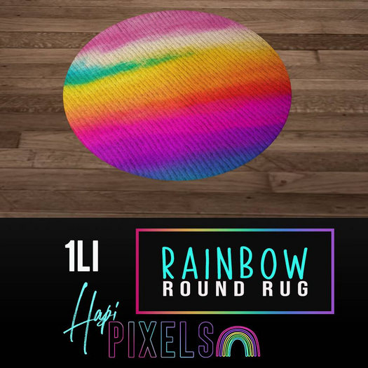 [ *** Hapi Pixels *** ] Rainbow Round Rug