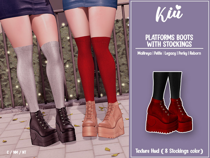 *>Kiu<* - Platforms Boots /Stockings_Red