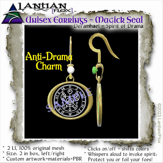 ~L/Fx~Magick Seal - Unisex Earrings - Anti-Drama!