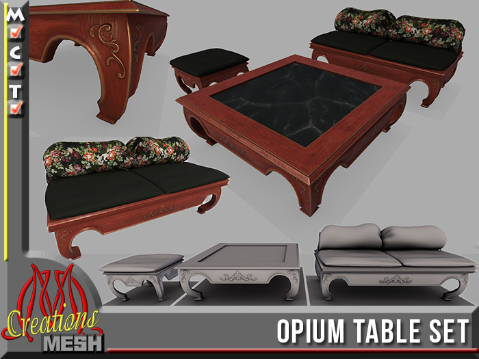 |Furniture|PBR Opium Table Set Full Perm Mesh