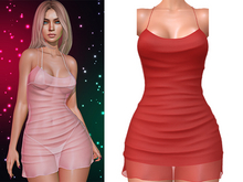 Dawn Sheer Mini Dress 2.0 [Ruby] - Maitreya Lara • LaraX • Petite • PetiteX • Legacy • Reborn Clothing